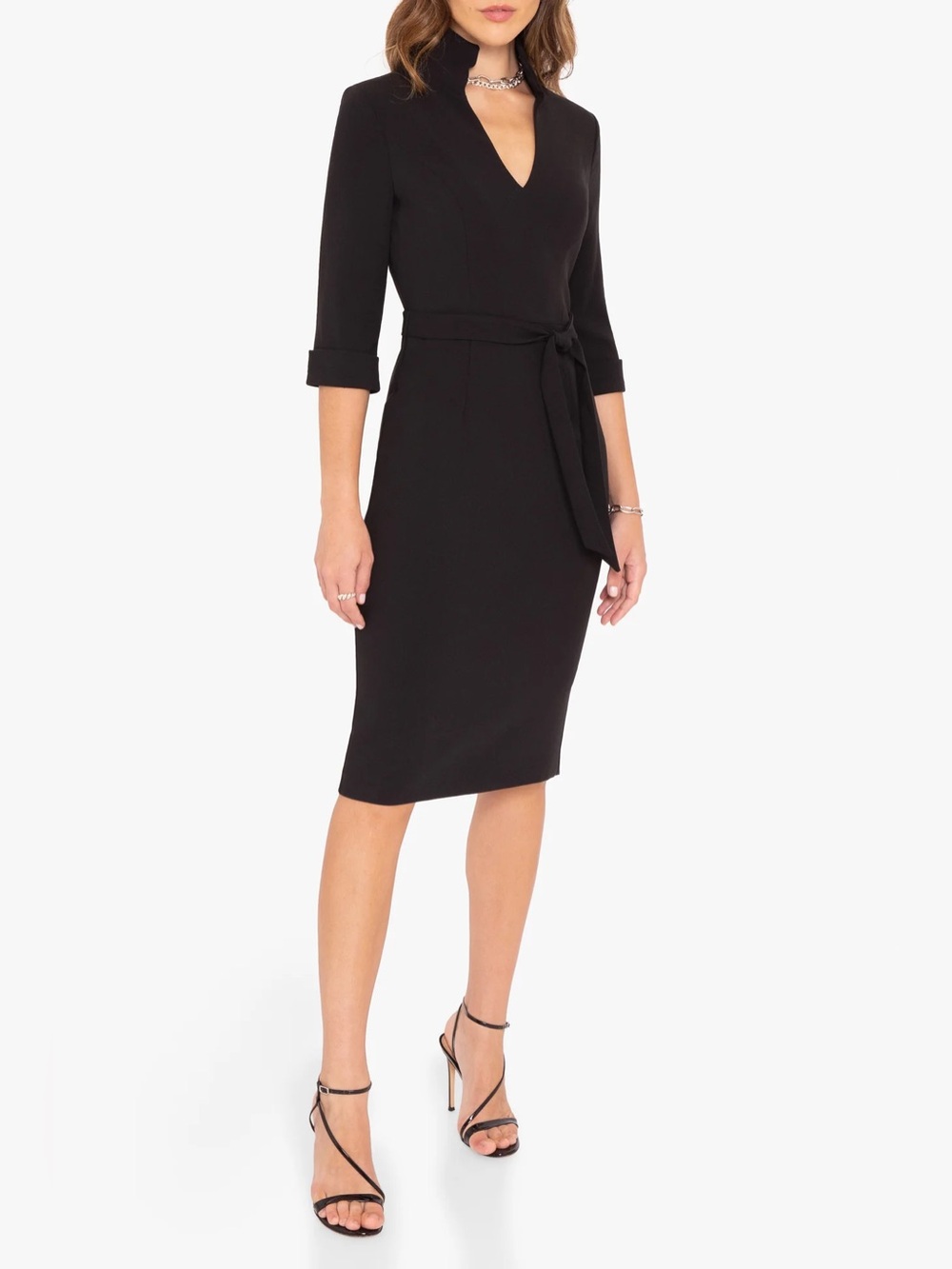 Black Halo Madeline V-Neck Sheath Dress Black Size 4